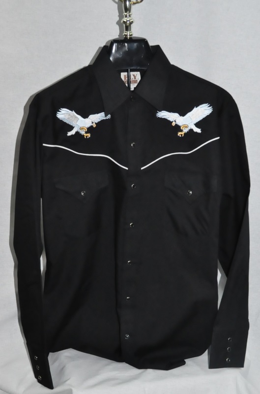 3J Workshop Size M Stripe Western Button-Up Embroidered Shirt Top Eagle